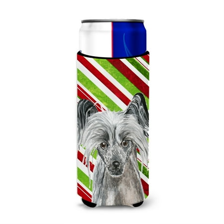 

Chinese Crested Candy Cane Christmas Ultra Beverage Insulators for slim cans