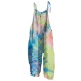 thumbnail image 2 of dazeni Girls Sleeveless Jumpsuits Fashion Tie Dye Romper Wide Leg Pants Casual Summer Boho Spaghetti Straps Overalls with Big Pockets Green 5-6 Years, 2 of 9