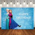 thumbnail image 1 of Fondo de foto de fiesta de Frozen, fondo colorido de dibujos animados, Anna, Elsa, Reina de la nieve, feliz cumpleaños, Baby Shower, 1 of 4