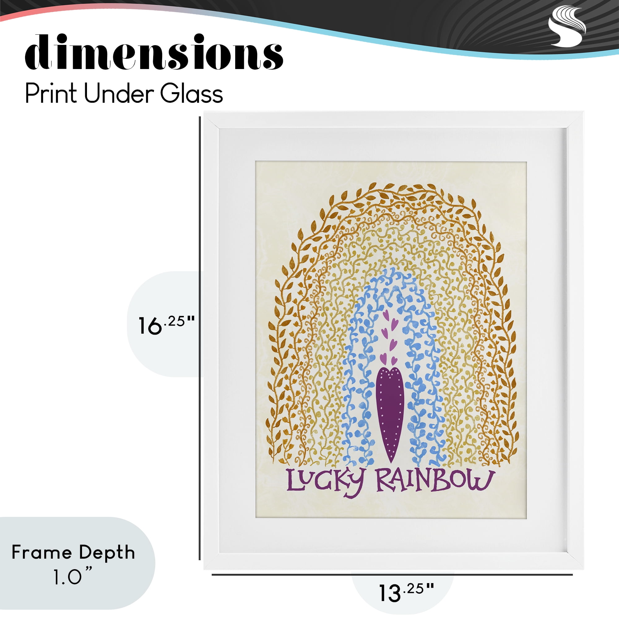 Stupell Industries Boho Lucky Rainbow White Framed Print Under Glass, design by Connie Summers