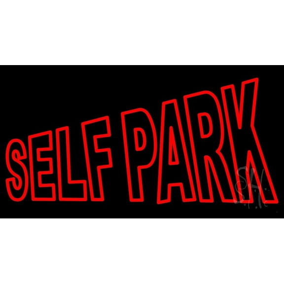 Self Park LED Neon Sign 13 x 24 - inches, Clear Edge Cut Acrylic Backing, with Dimmer - Bright and Premium built indoor LED Neon Sign for Bar decor.