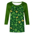 thumbnail image 7 of Saint Patricks Day Outfit Women 3/4 Sleeve Crew Neck Raglan Tee Shamrock Clover Shirt Loose Fit Soft Tops Green Irish Blouse, 7 of 7