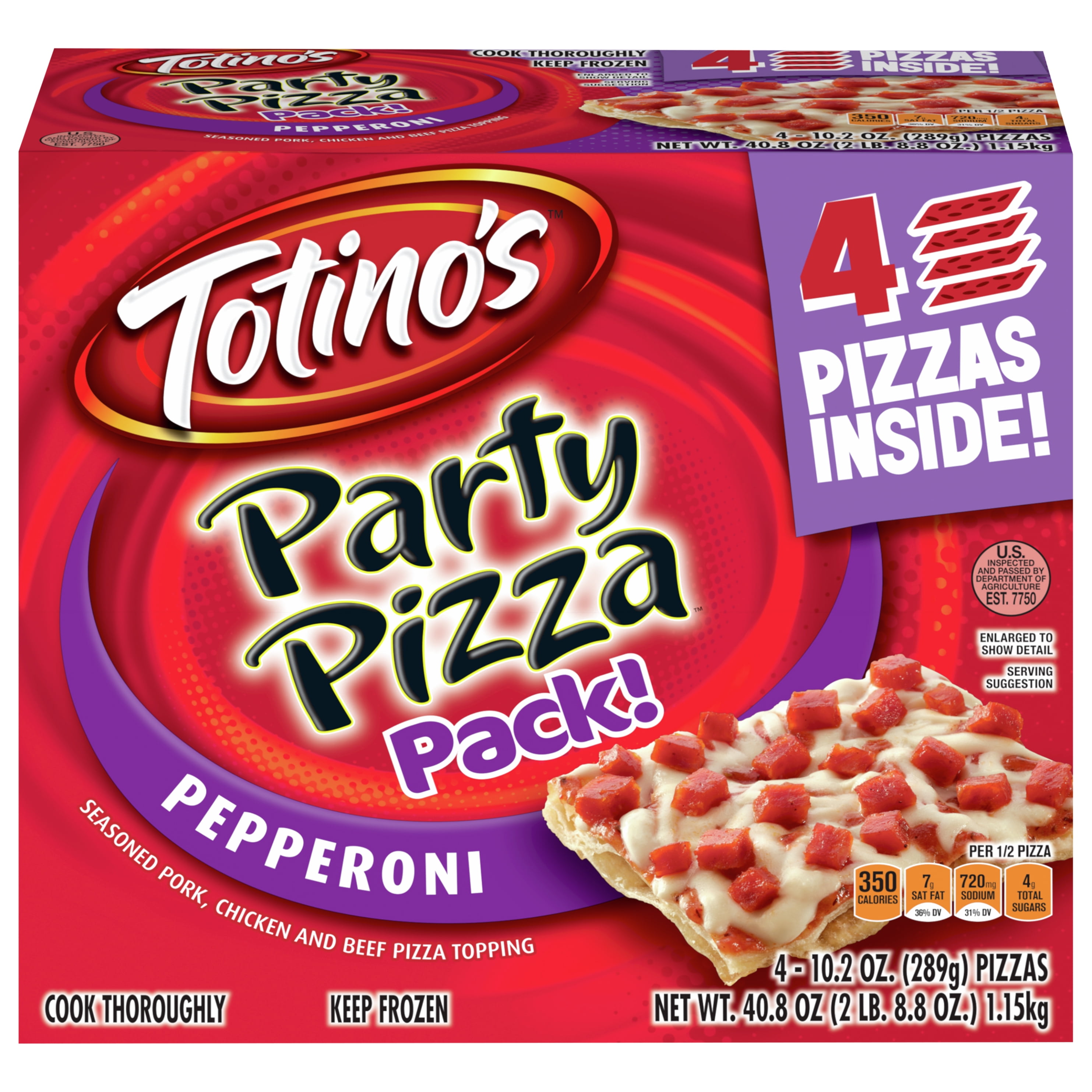 Totinos Original Crisp Crust Pepperoni Frozen Pizza 4 Count 40.8oz