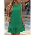 thumbnail image 7 of Women'S Ruffle Hem Sleeveless Tank Dress Round Neck Casual Smock Summer Mini Dresses Green S, 7 of 7