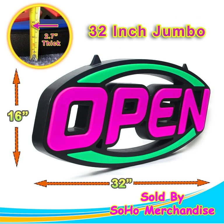 Extra Large LED Open Sign - Ultra Bright, Animated, Remote Control