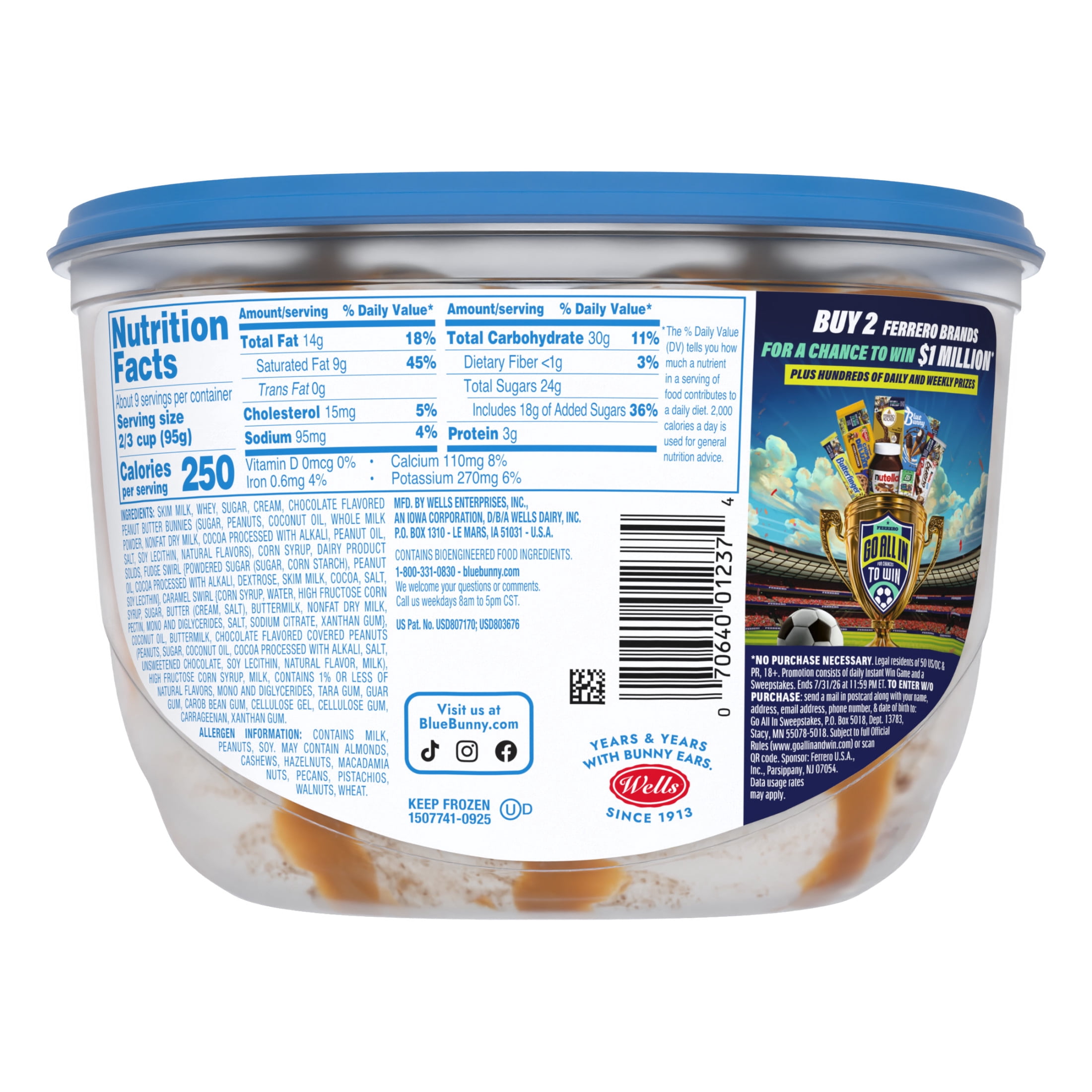 Blue Bunny Bunny Tracks Premium Frozen Dessert, 46 fl oz Tub