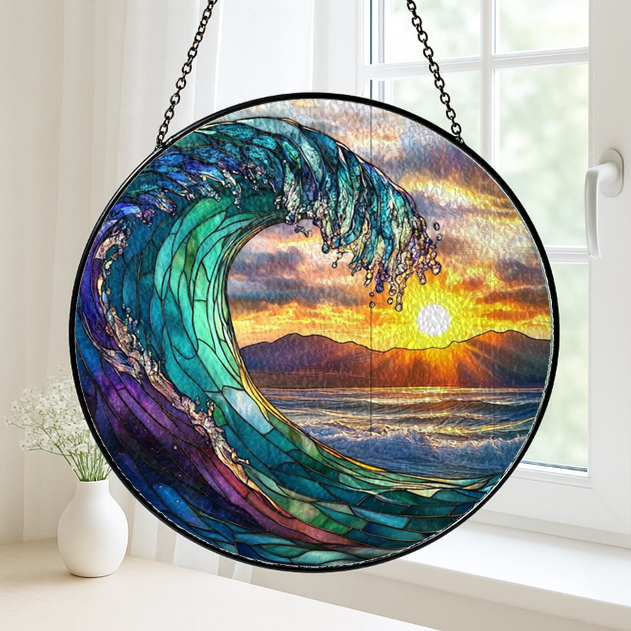 Ocean Waves Iron On Patch Tropical Island and Fish Applique for Jackets Vests and Clothes