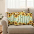 thumbnail image 2 of Yellow Spring Sunflowers Outdoor Waterproof Pillow Covers, Light Green Striped Country Decorative Rectangle Throw Pillowcase Sofa Cushion Sham for Patio/Couch/Chair, 20"x12" 2 Pack, 2 of 8