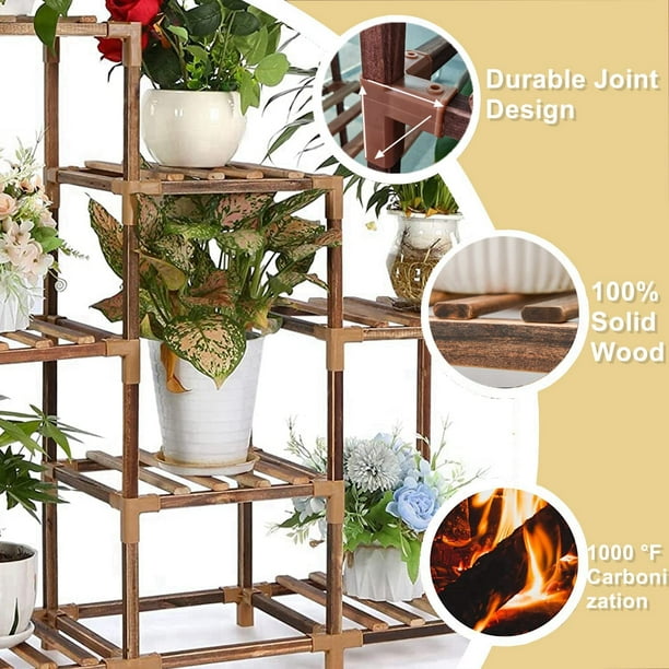 Plant Stand Plant Shelf,Wood Stands Multi-Functional Plant Shelves for for Indoor Outdoor Garden Balcony Living Room Office 7 Pots - Walmart.com