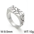 thumbnail image 2 of PAMTIER Men's Stainless Steel Retro Personality Gothic Punk Square Irregular Stone Texture Crack Pattern Biker Ring Hip Hop Style Silver Size 7, 2 of 6