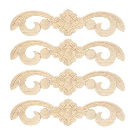 

4Pcs Beautiful Flower Carved Applique Long Carving Decal Home Furniture Decoration