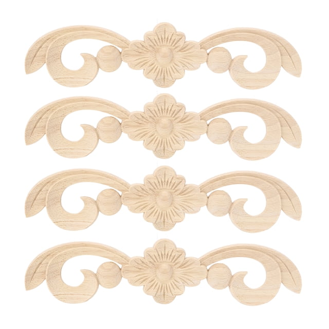 Apliques de madera, 4 piezas, hermosa flor tallada, decoración de muebles, calcomanía tallada, funcionamiento suave
