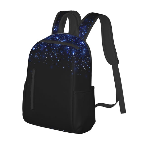 Balery Black Blue Glitter Sparkles Lightweight Backpack for Men and Women - Durable and Water-Resistant, Ideal for School, Work, Travel, and Everyday Use