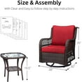 thumbnail image 2 of Soonbuy 3 Piece Patio Bistro Furniture Sets Clearance, Outdoor Wicker Swivel Rocker Patio Set, Red, 2 of 7
