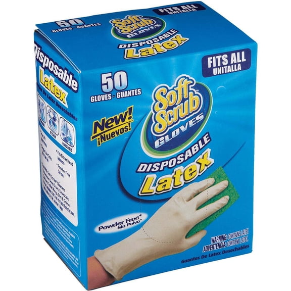 Soft Scrub 11350-14 Disposable Latex Gloves, White, Ambidextrous Fit, Single Use, 50 Count