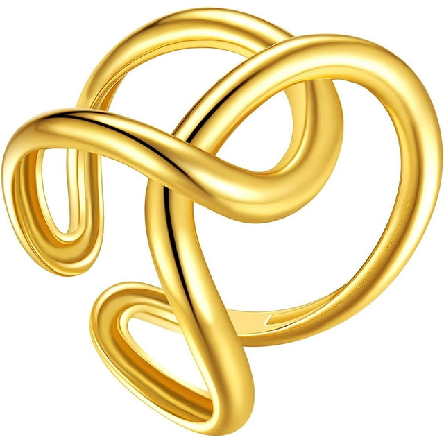 FindChic 18K Gold Plated Stackable Statement Rings for Women Knuckle