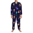 thumbnail image 4 of Kll Sea Jellyfish Sleepwear Mens Flannel Pajamas,Long Cotton Pj Set, 4 of 9