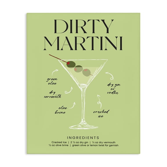 Stupell Industries Contemporary Dirty Martini Green Recipe Canvas Art, 16 x 20, by Lettered and Lined