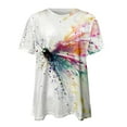 thumbnail image 4 of Chemises pour Femmes Tendance Été Mode Femme Col Rond Été Manches Courtes Blouse T-Shirt Décontracté Imprimé Hauts Robe Blouses pour Femmes en Solde, 4 of 4