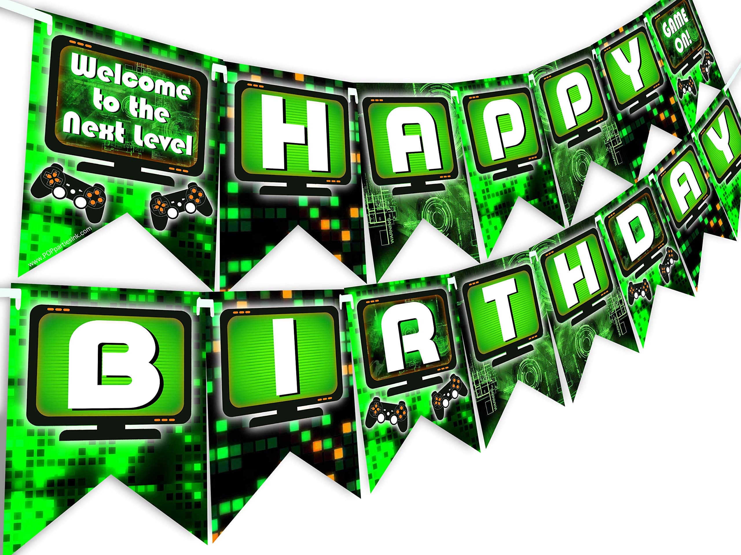 POP parties Gaming Party Happy Birthday Banner Video Game Party