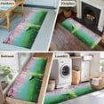 thumbnail image 5 of Runner Rug 2'x6', Pink Flowers Washable Non-Slip Hallway Runner Rugs, Green Lake Spring Plants Small Boat Bedside Rugs Floor Mats Carpet Runners for Kitchen Bathroom Laundry Room, 5 of 8