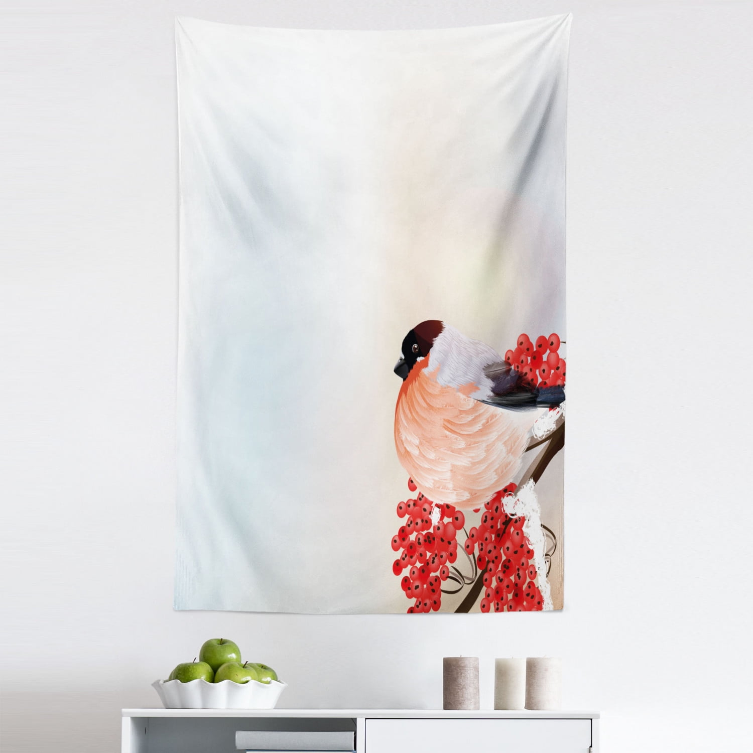 Rowan Tapestry, Christmas Themed Corner Composition with Bird Sitting