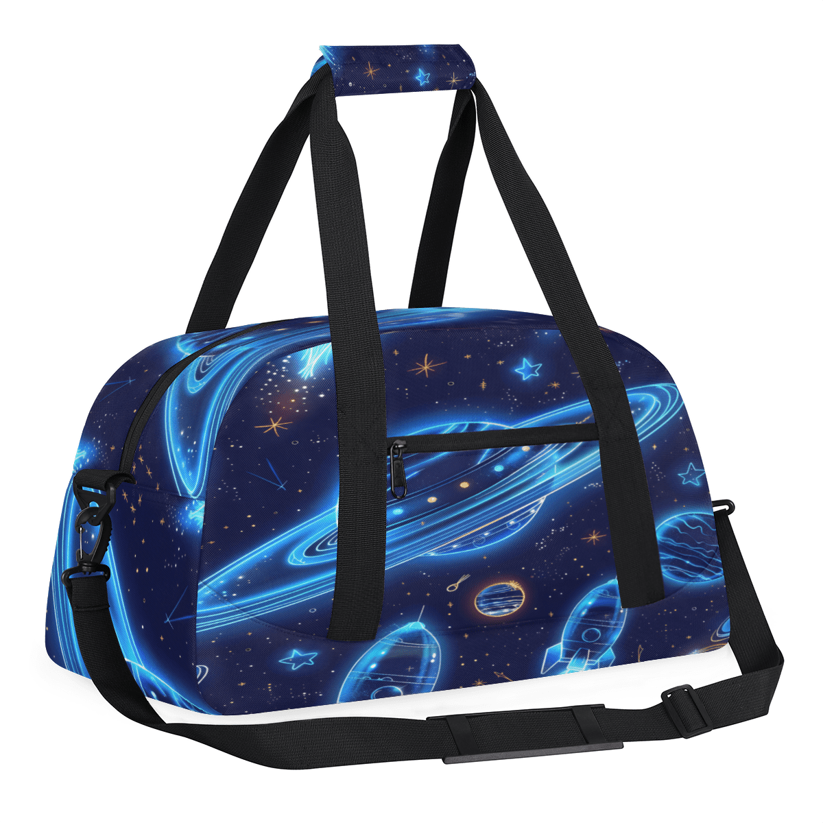 Herdesigns Solar System Sports Duffle Bag for Women & Men, Planets Universe Gym Bag Dance Bag Overnight Bag Carry On Weekender Travel Bag
