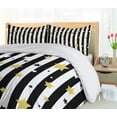 thumbnail image 5 of Ambesonne Striped Duvet Cover Sets, Vertical Lines Stars, 2-Queen, Black White and Yellow, 5 of 7