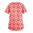thumbnail image 5 of Dwralegc Valentines Day Tops for Women Oversized Lightweight Tops with 2 Pockets V Neck Heart Pattern Short Sleeve Nurse Workwear Stretch Deep Red XL, 5 of 5