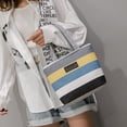 thumbnail image 3 of Bolsa Bolsos de hombro a rayas de moda Bolsos de compras grandes de lona para mujer (gris) Ehuebsd Nuevos Originales, 3 of 7