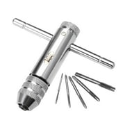 1 Set Adjustable T-Handle Tap Wrench Screw Treading Tool Tapping Bits Tool with Screw Taps
