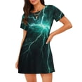 thumbnail image 1 of Daiia Chemise de Nuit pour Femmes Imprimé Éclair Vert Chemises de Nuit Douces pour Femmes Robe à Manches Courtes, 1 of 6