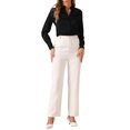 thumbnail image 2 of INSPIRE CHIC Women's Ruffled Stand Collar Long Sleeve Button Office Satin Shirt S Black, 2 of 7