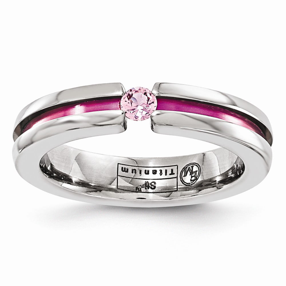 Diamond2Deal Edward Mirell Black Titanium Pink Sapphire Wedding Band Size 9 Ideal Gifts for Women 