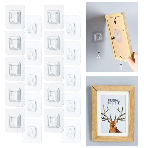 EROCK Double Sided Adhesive Wall Hooks Heavy-Duty Self-Adhesive Hooks,  Wall-Sticking Hooks for Organization Bathroom Kitchen and Office  (6/12/18pcs) 