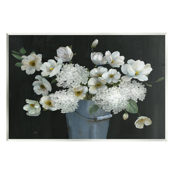Stupell Industries White Mixed Flowers Rustic Planter Botanical & Floral Painting Unframed Art Print Wall Art