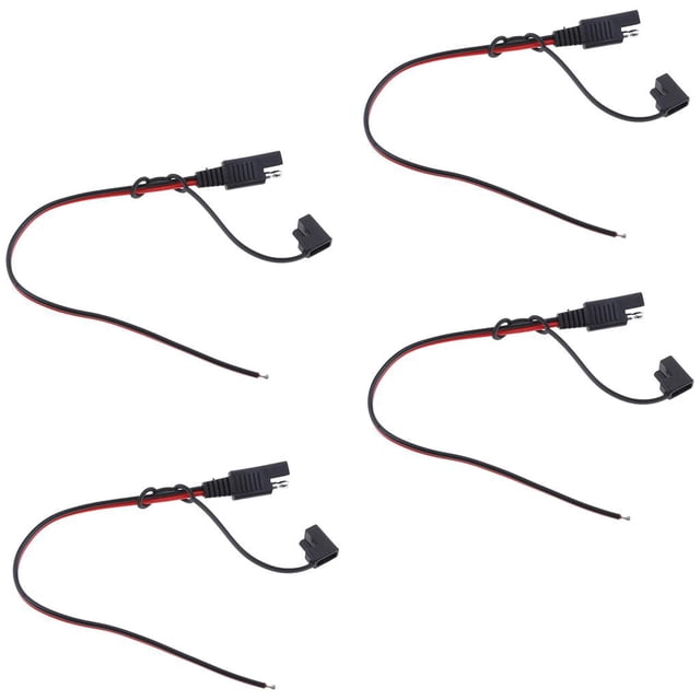 MERIGLARE 4Pcs 12 '' 18AWG Solar Panel Battery SAE Wiring Harness Extension Adapter Cable