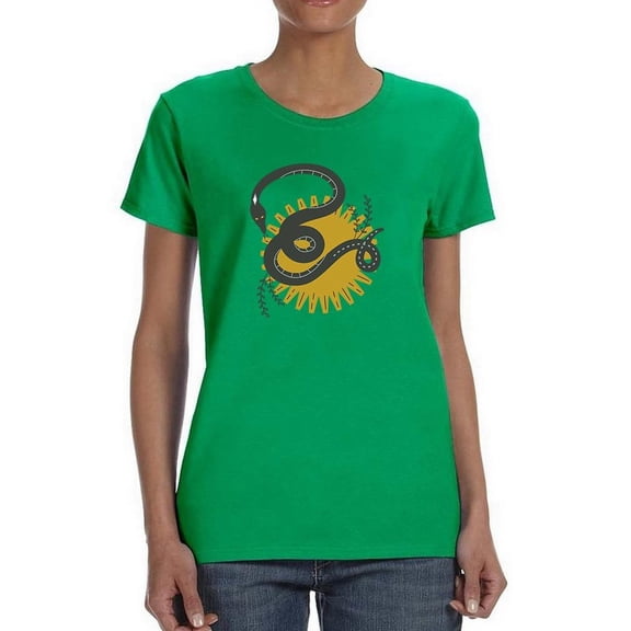 Snake And The Sun Shaped T-Shirt Women -Image by Shutterstock, Female 3X-Large