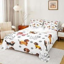 Castle Fairy King 4-Piece Dachshund Pet Print Bed Sheet Set