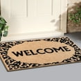 thumbnail image 3 of A1HC Natural Coir Flocked Doormat, Welcome Floral Border Black , 18"x30", Durable Outdoor Mat, Non-Slip, Pet Friendly, Fade Resistant, 3 of 9