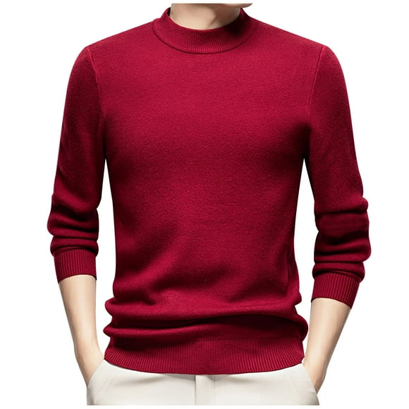 cfhntfmh Mens Crewneck Sweaters Winter Warm Fleece Long Sleeve Mock Neck Base Layer Pullovers Slim Thermal Knit Sweaters