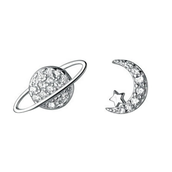 14K Gold Plated Lightweight Earrings Sets for Multiple Piercing Star Moon Stud Earrings Silver Planet Small Cartilage Stud Earrings 14K Gold Plated Flat Back Cartilage Earrings for Women Men