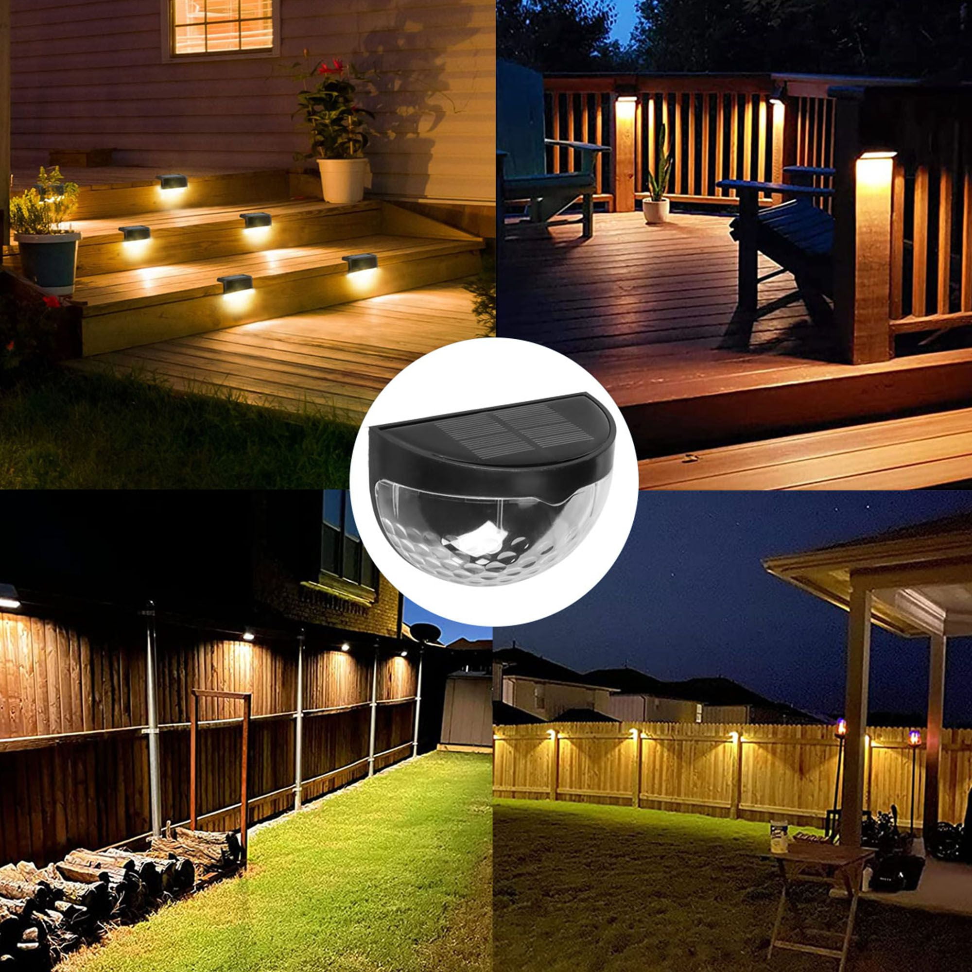 Gustave 2/4/6 Packs Outdoor Fence Lights Solar Lamp Waterproof LED Deck Wall Light for Landscape Path Garden Stair Decor