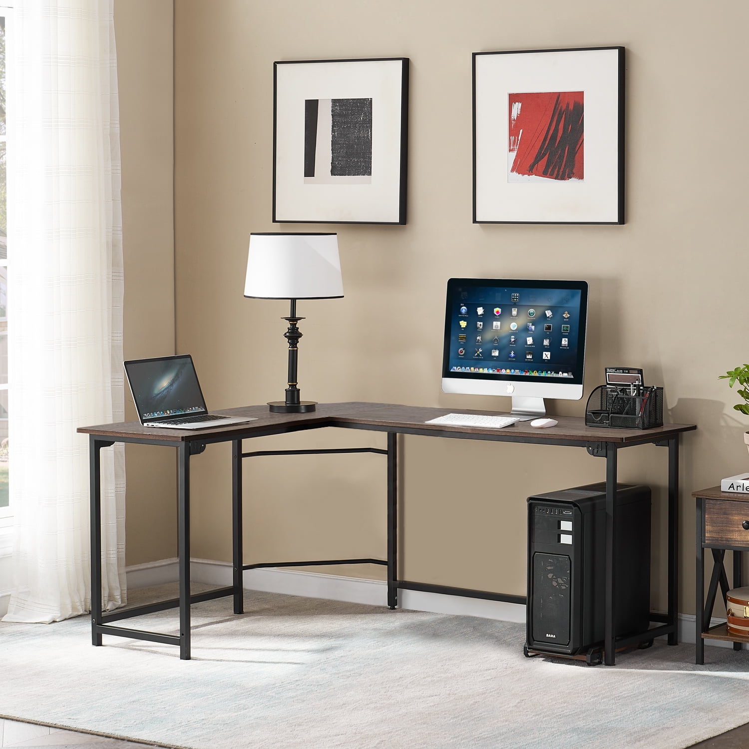 Vecelo L Shaped Computer Desk With Cpu, Do Corner Desks Save Space