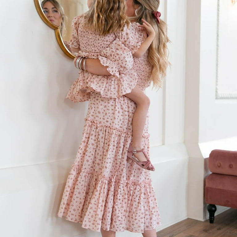 IBTOM CASTLE Mommy and Me Matching Dresses Floral Printed Ruffled Lantern Sleeves A-Line Long Dress Mom Daughter Matching Outfits M Pink Floral - Walmart.com IBTOM CASTLE Mommy and Me Matching Dresses Floral Printed Ruffled Lantern Sleeves A-Line Long Dress Mom Daughter Matching Outfits M Pink Floral - Walmart.com