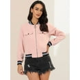 thumbnail image 2 of INSPIRE CHIC Blousons Bomber à Manches Longues pour Femmes à Col Montant, à Fermeture Éclair, avec Poches à Rabat, 2 of 6