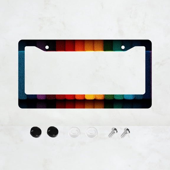 1pc Rainbow Colorful Glitter 2 Hole License Plate Frame, Aluminum Material, 6x12 Inches with Screw Kit, Fun Car Decoration Gift, Retro Style, Fits US Standard License Plate Size