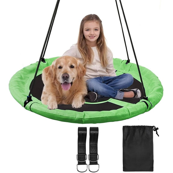 RedSwing 43" Flying Saucer Swing for Kids Outdoor, Large Round Tire Swings for Trees and Swingset, Strong Heavy Duty for Outside Playground, 500LBS Weight Capacity, Green