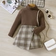 thumbnail image 2 of Sngxgn Girl's 2 Piece Outfits Button Front Long Sleeve Jacket and Skirt Set(Brown,130), 2 of 7