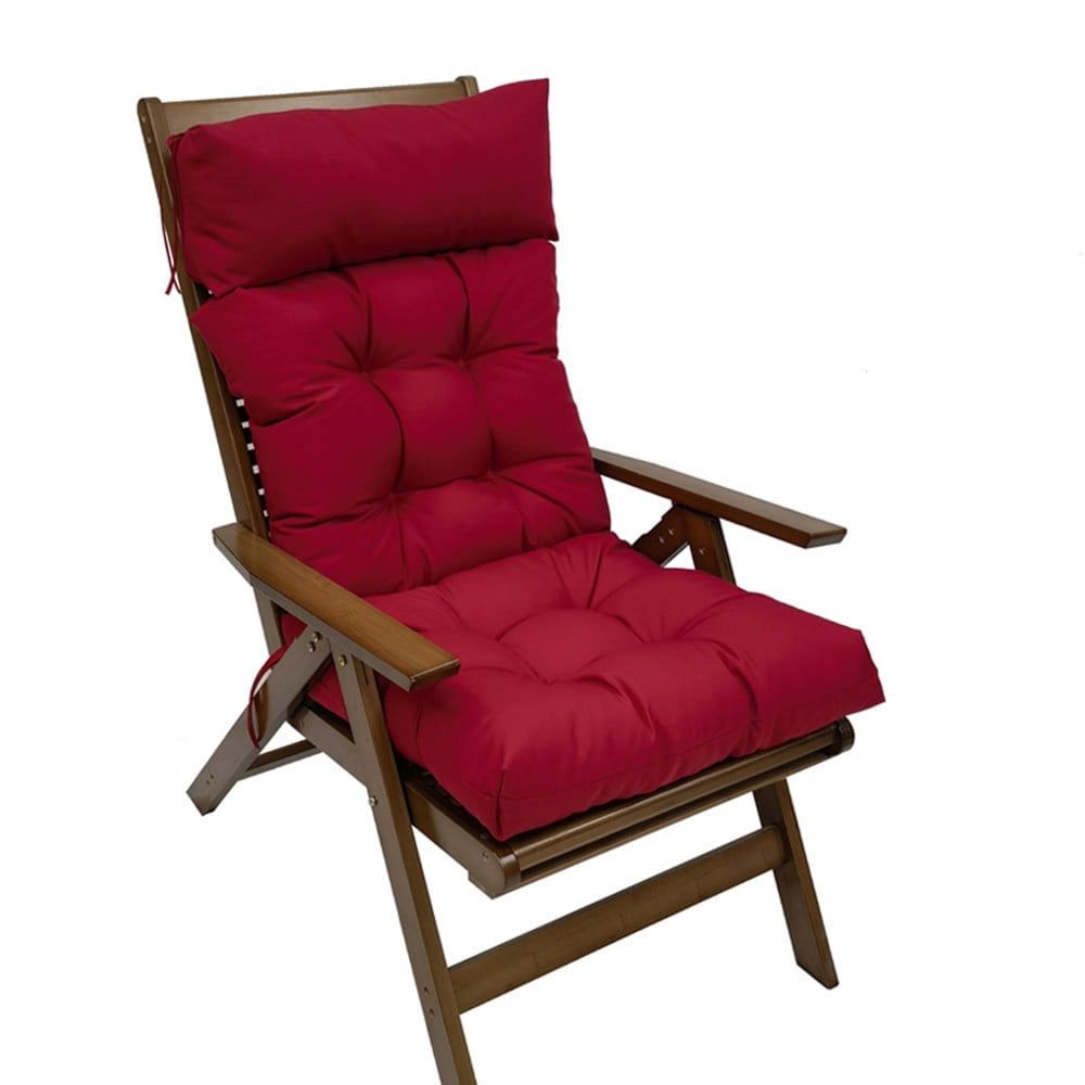 JOVELL 4-Inch Thick Adirondack Chair Cushions 1Pack, 49"x21" Waterproof High Back Rocking Chair Pads with Ties, Outdoor Patio Furniture Seat Cushion, Red
